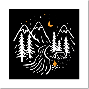 Wilderness Serenity: Campfire under the Stars Posters and Art